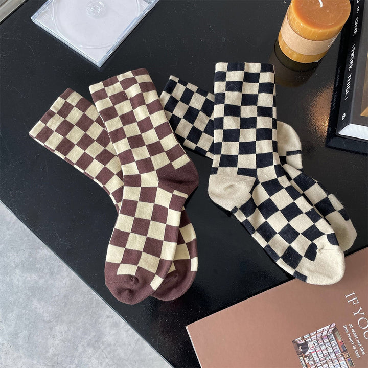 Klassische Schachbrettbaumwäsche Socken