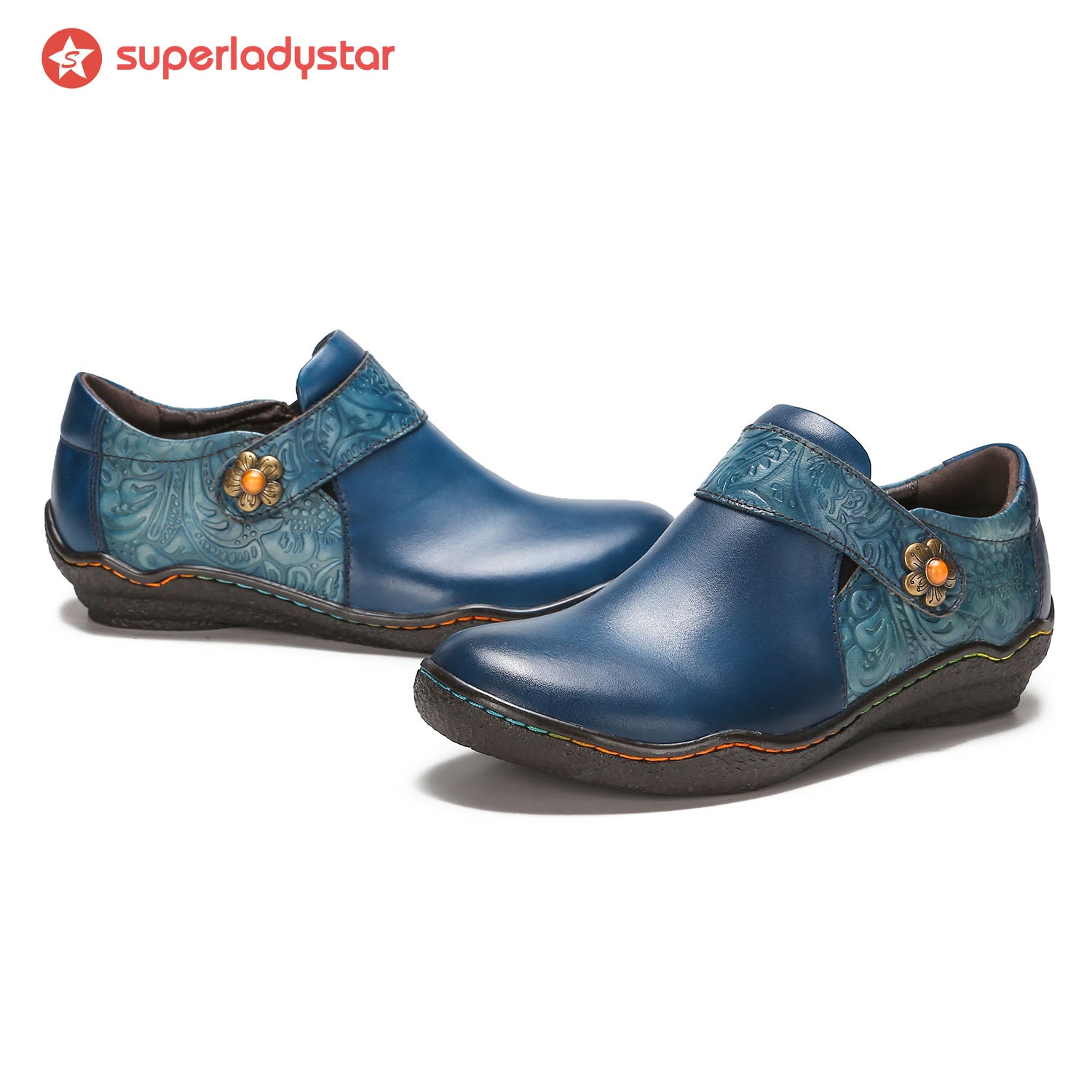 Genuine Leather Comfy Scoop Frosted Flat Women's Loafer
