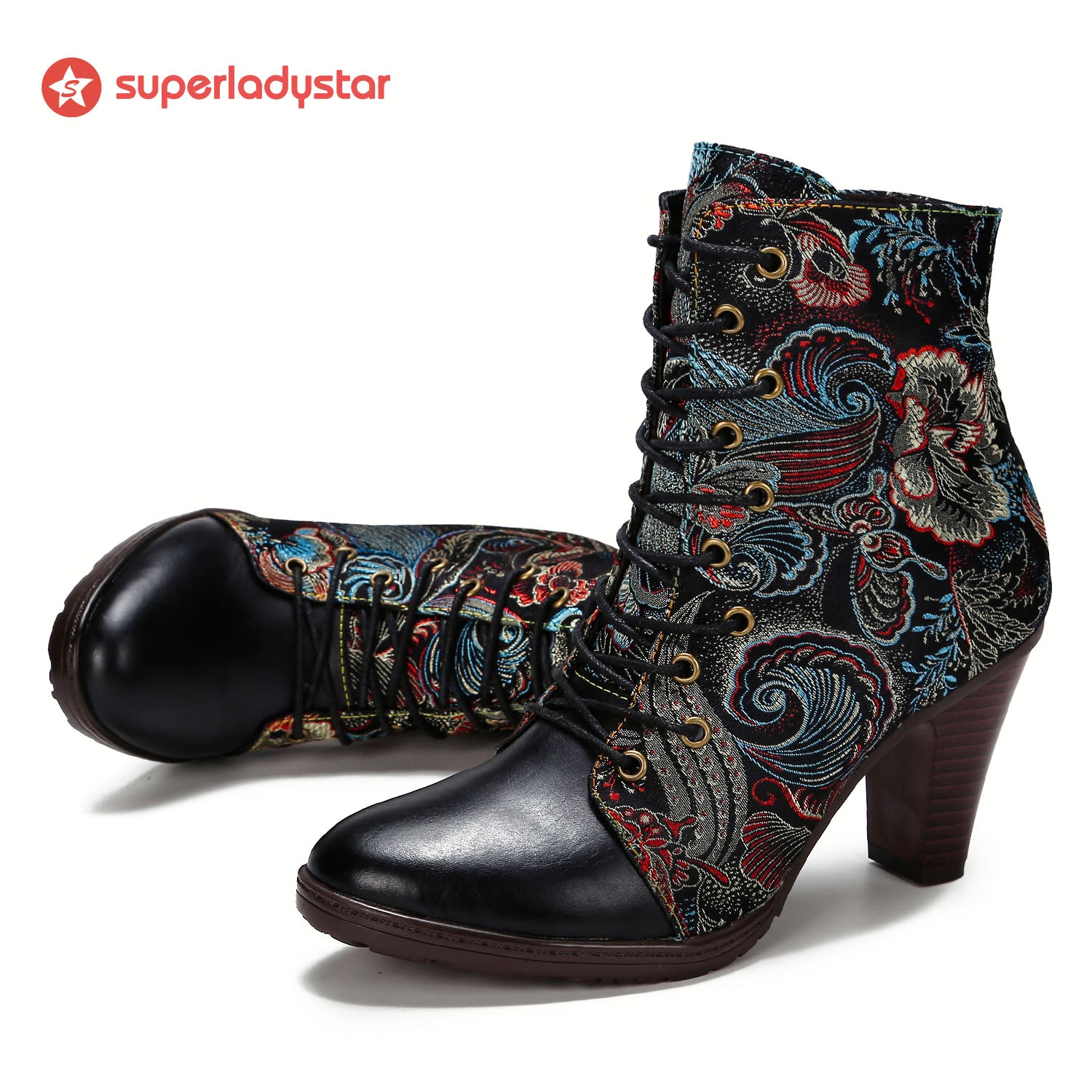 Genuine Leather Embroidered Comfy Boots