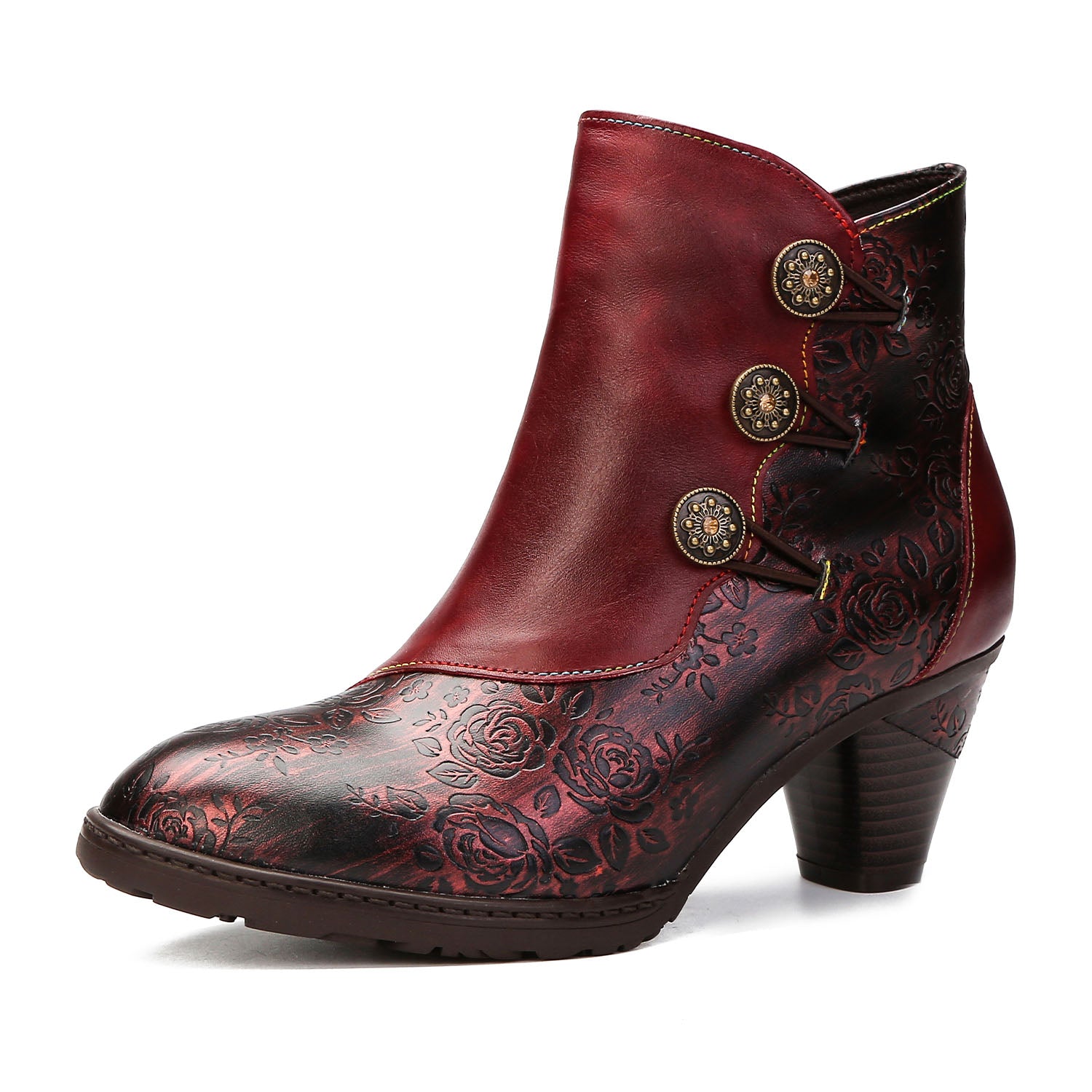 Retro handgefertigte Blumenstielstiefel mit Blumenstiche