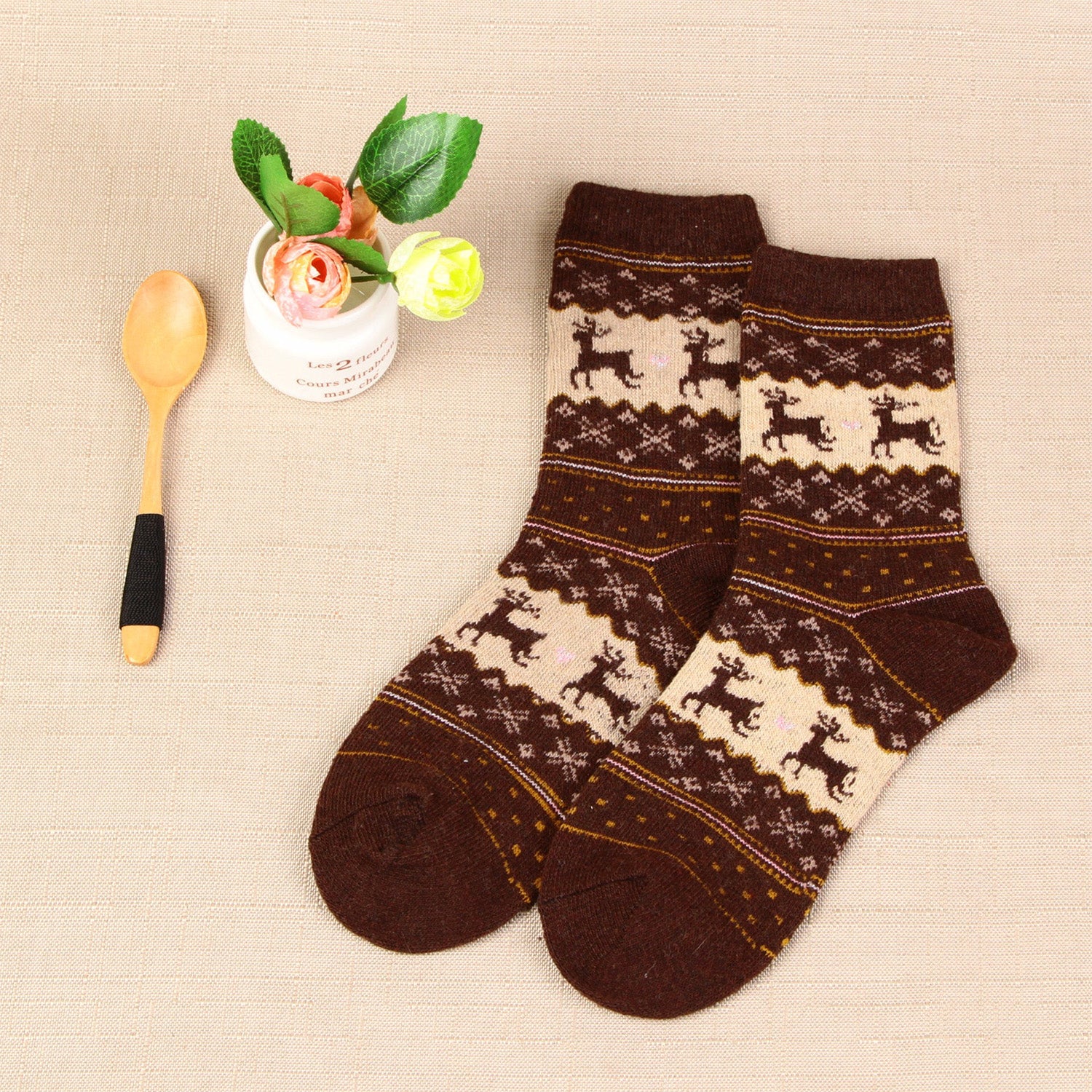 Wool Soft Christmas Deer Socks