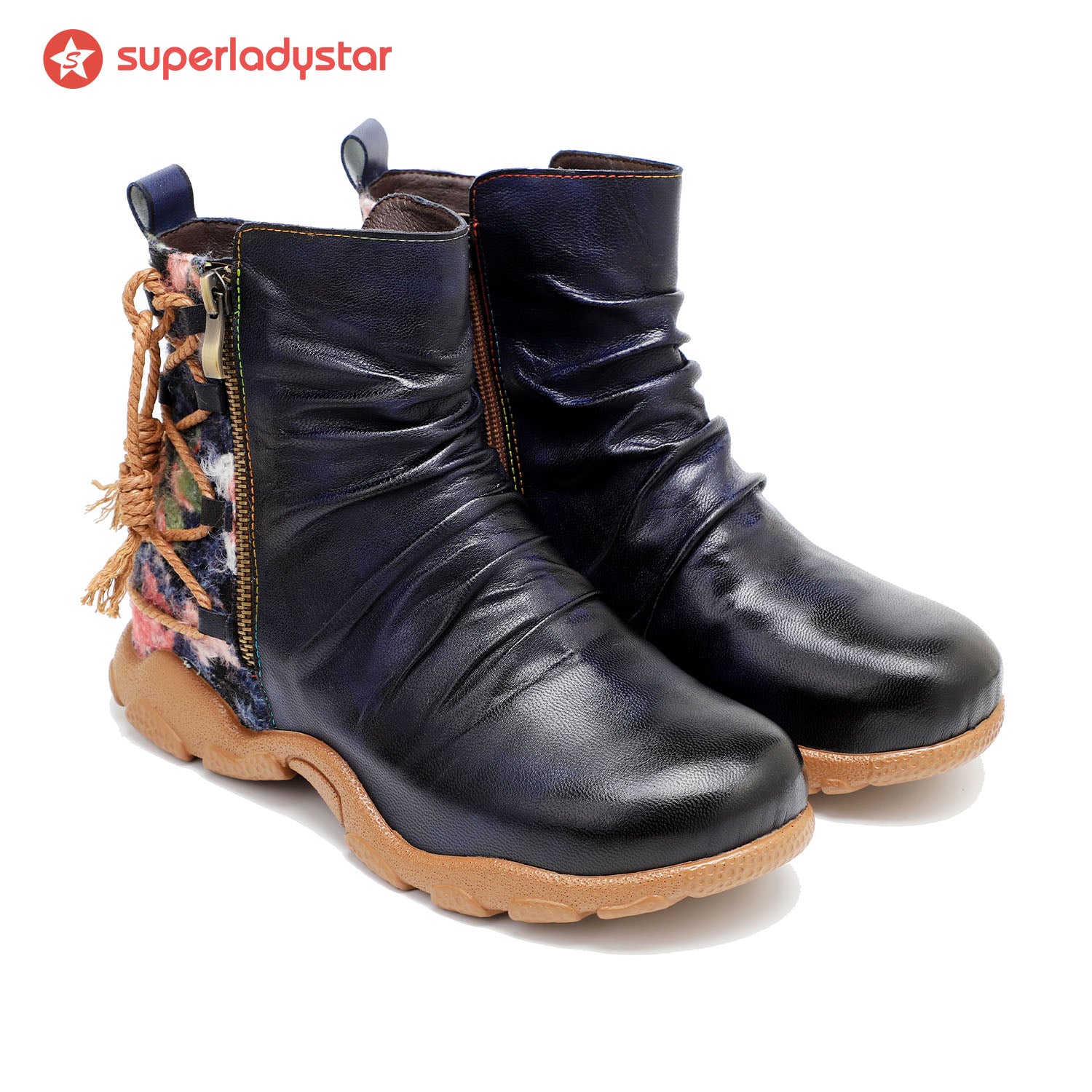 Retro Handmade Leather Strap Warm Ankle Boots