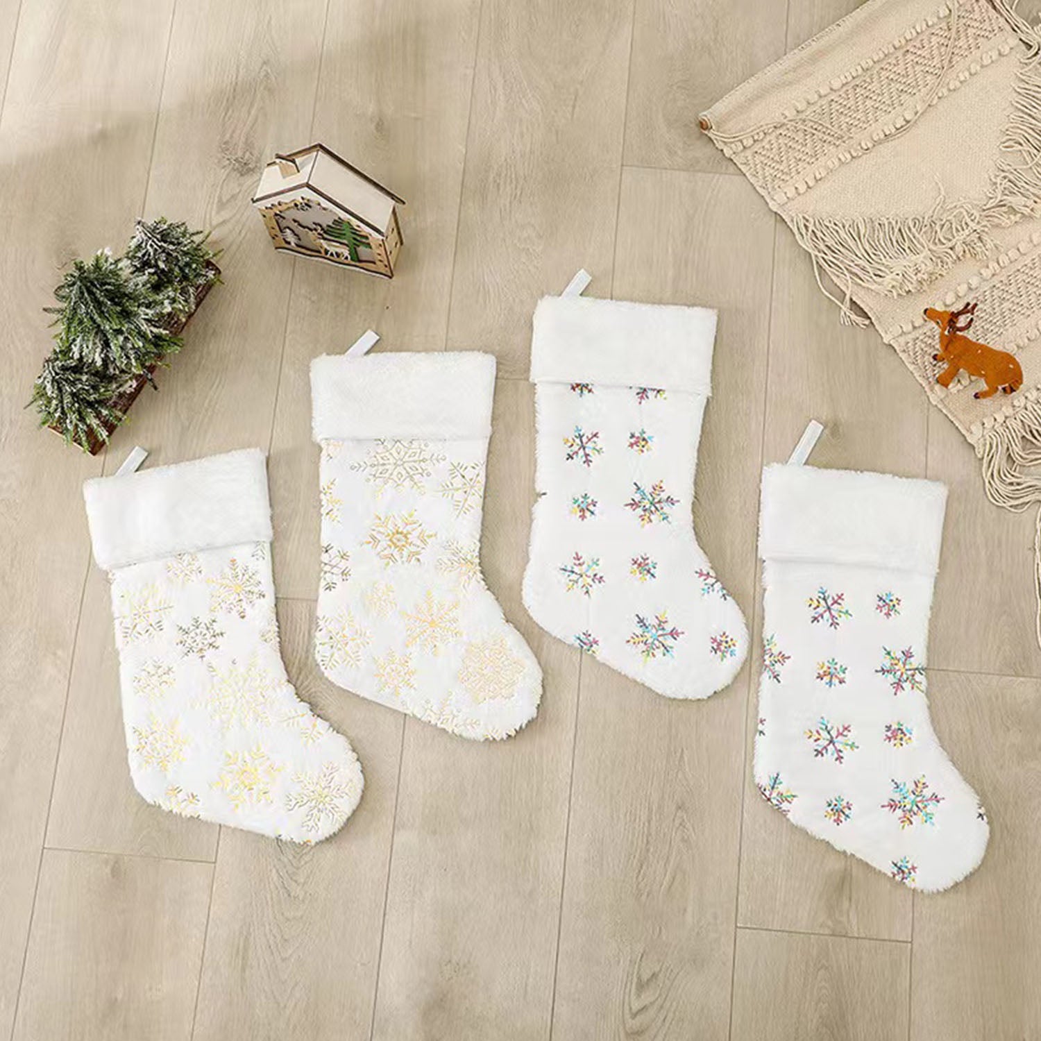 Festival de Noël décorations mignonnes chaussettes de flocon de neige