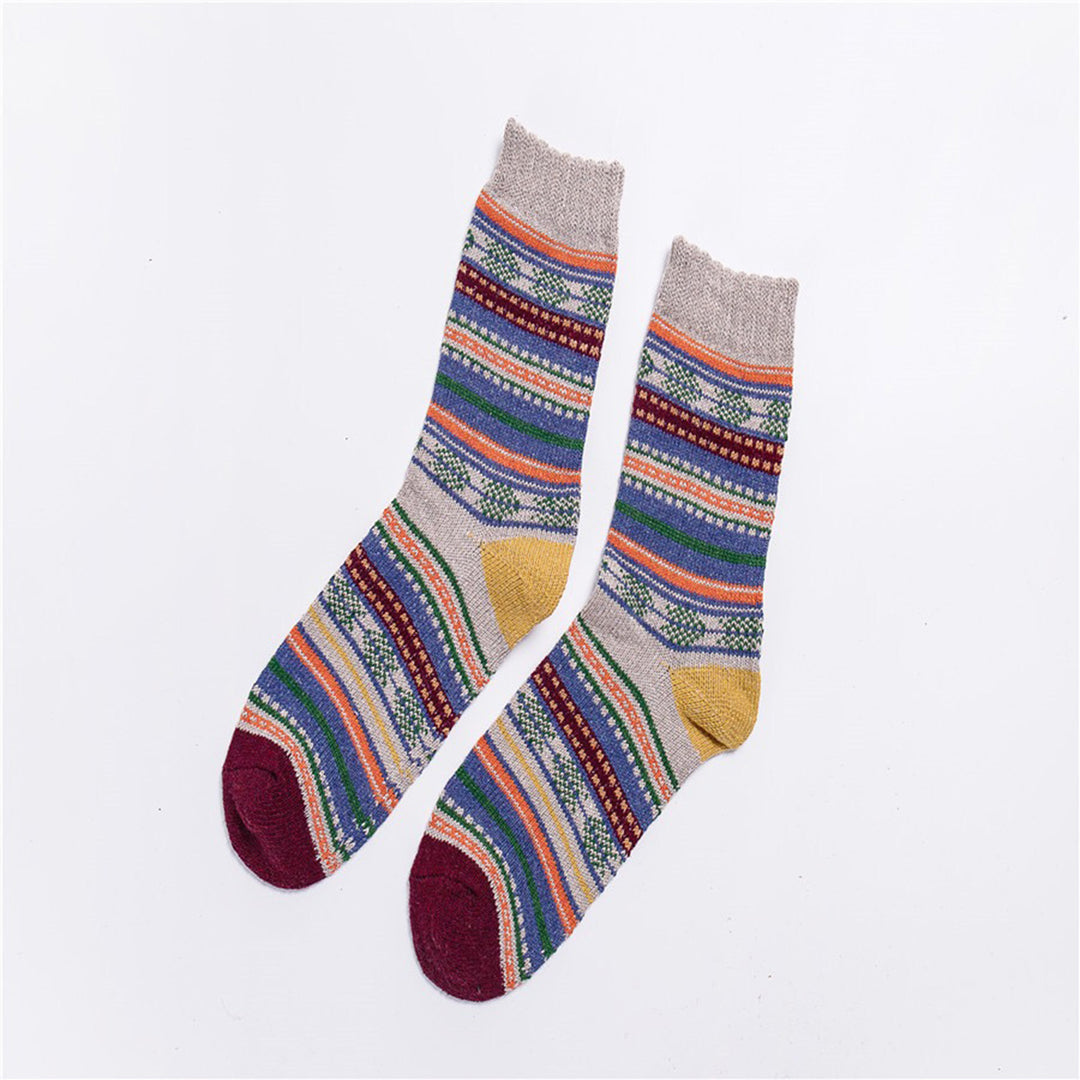 Vintage Warm Thick Stripe Socks(5 Colors)