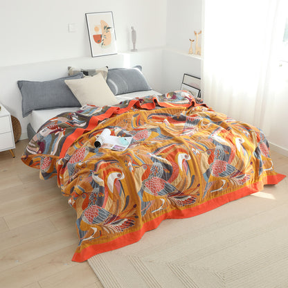 Colorful Oriole Six-layer Gauze Thicken Nap Blanket