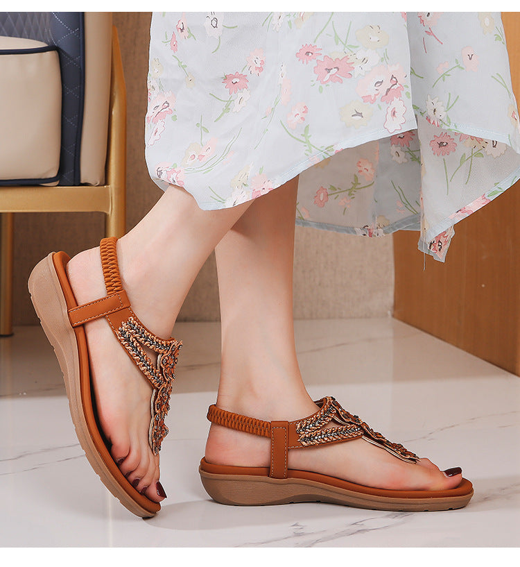 Stylish Metallic Woven Flat Sandals