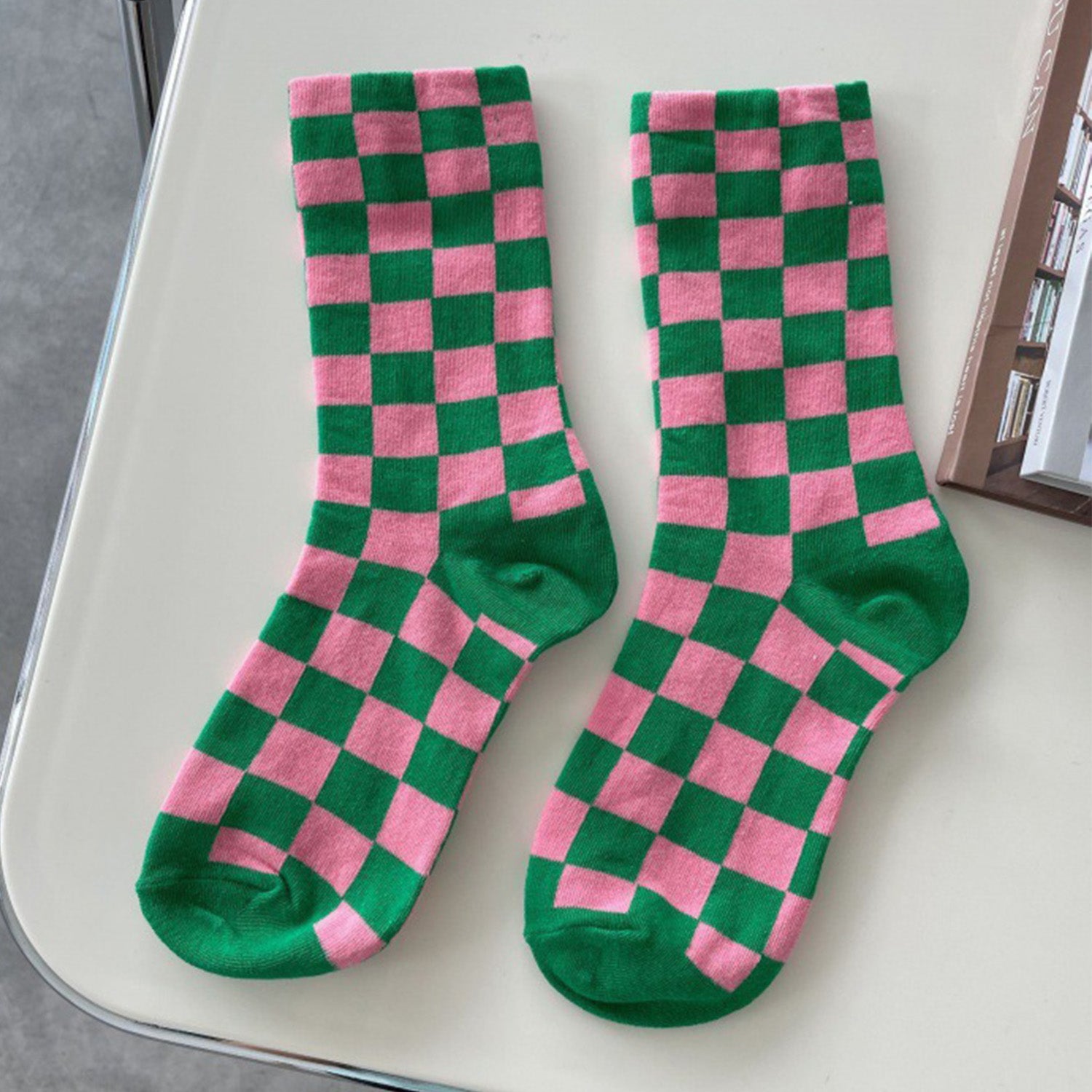 Classic Checkerboard Cotton Socks