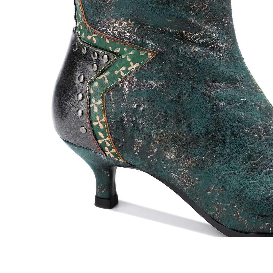Handmade Gothic Metal Buckle Stiletto Heel Boots