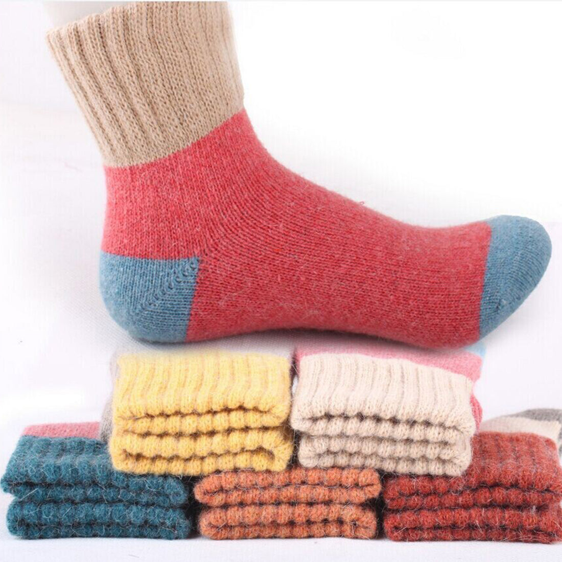 Color Stitching Thickened Warm Socks