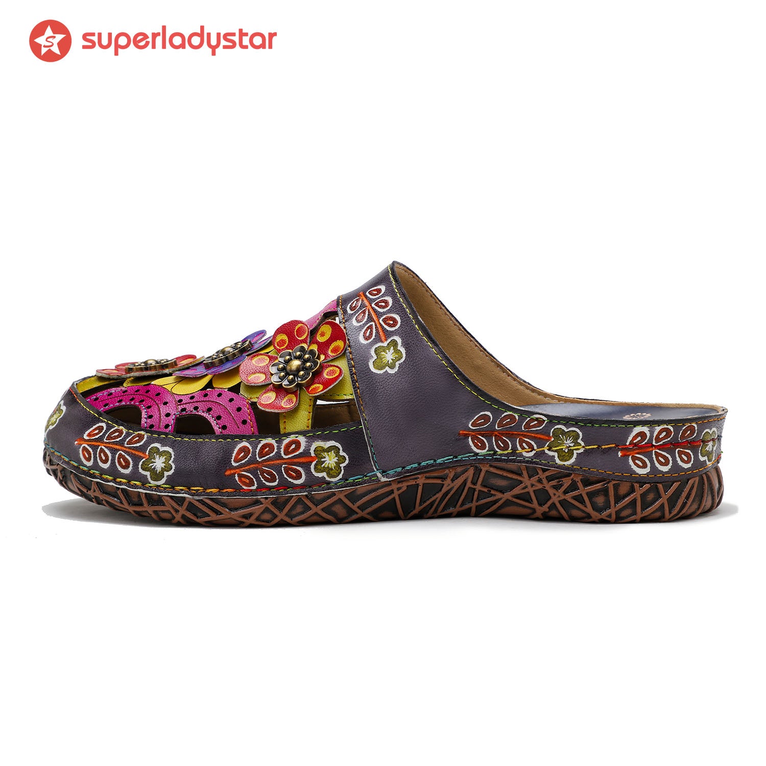 Vintage Handmade Colorful Floral Sandals
