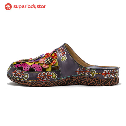 Vintage Handmade Colorful Floral Sandals