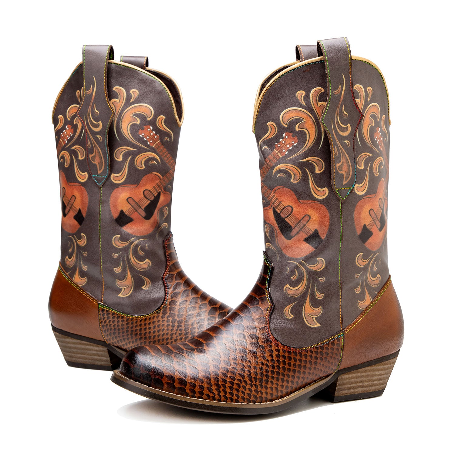 Bottes de cowboy de motif de poisson