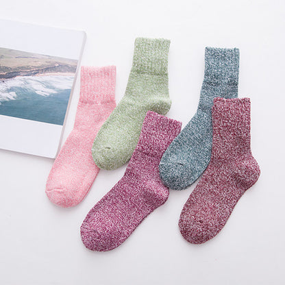 Chaussettes en laine chaudes épaisses de couleur pure