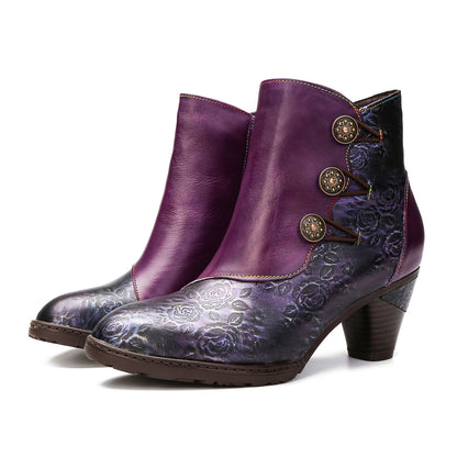 Retro handgefertigte Blumenstielstiefel mit Blumenstiche