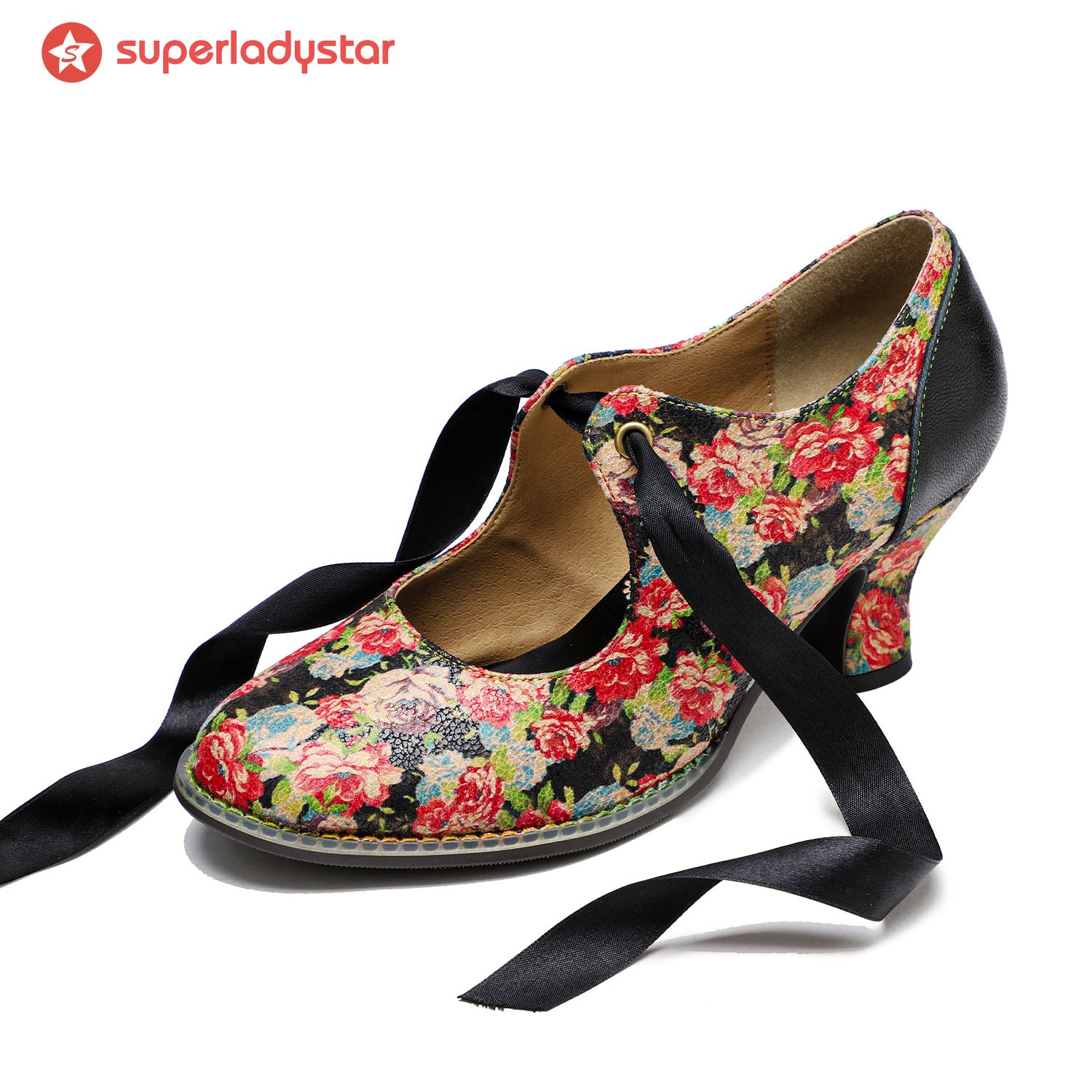 Hand-Painted Floral Laces Elegant Pumps