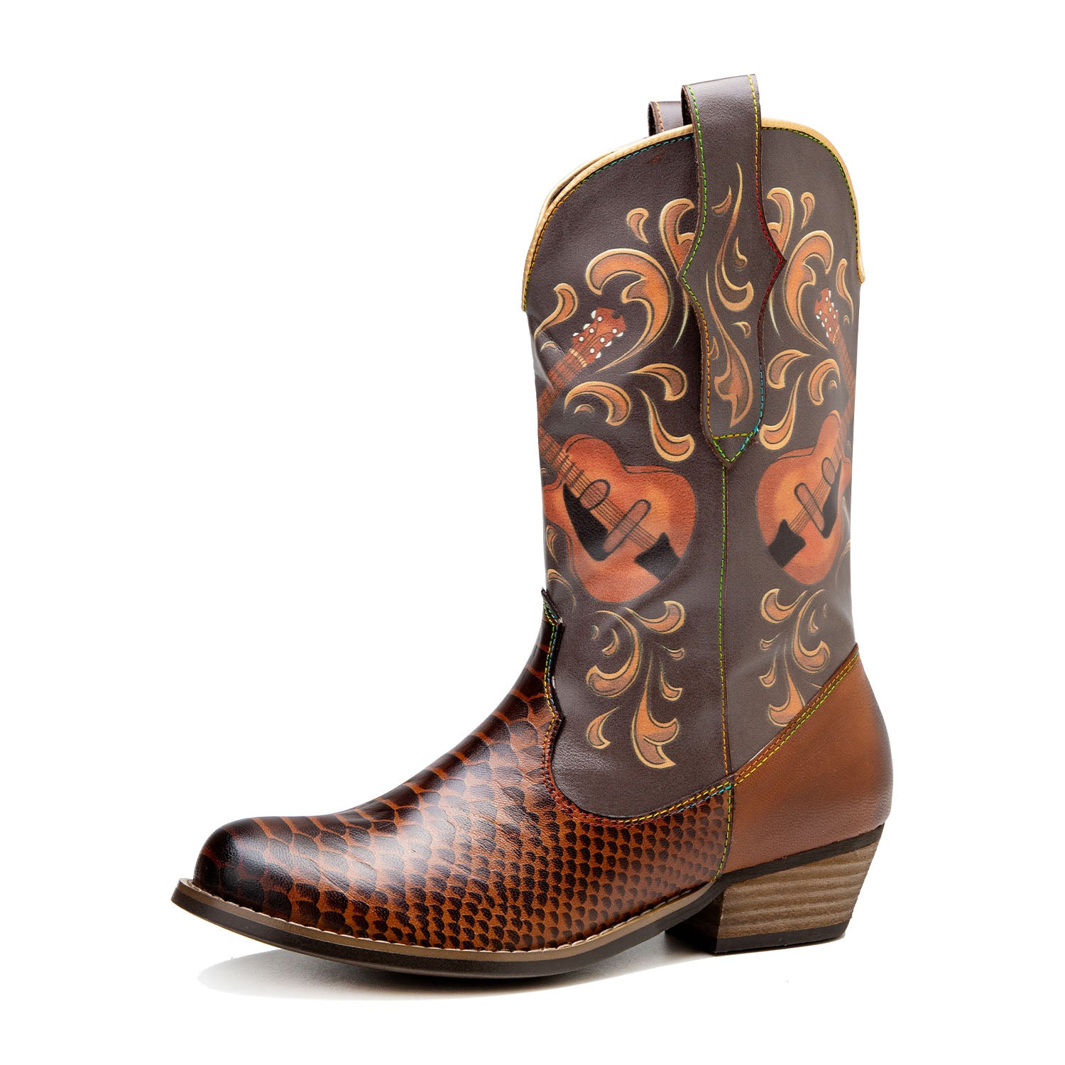 Fischmuster Cowboy -Stiefel