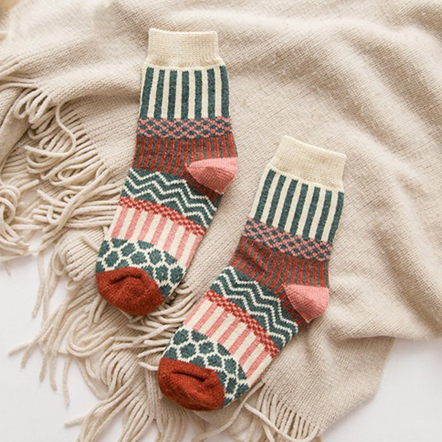 Retro Warm Vertical Stripes Socks