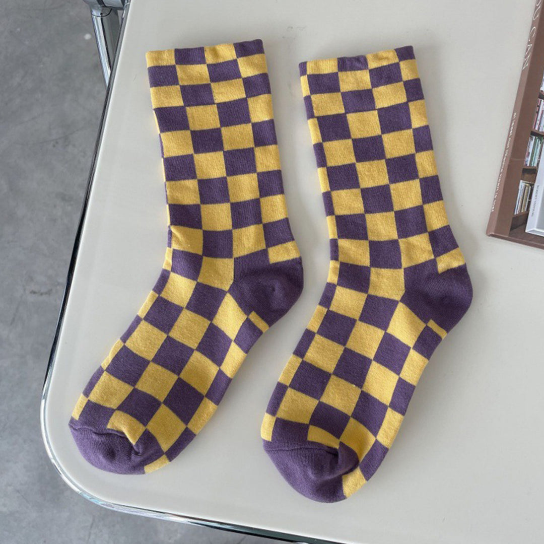 Klassische Schachbrettbaumwäsche Socken