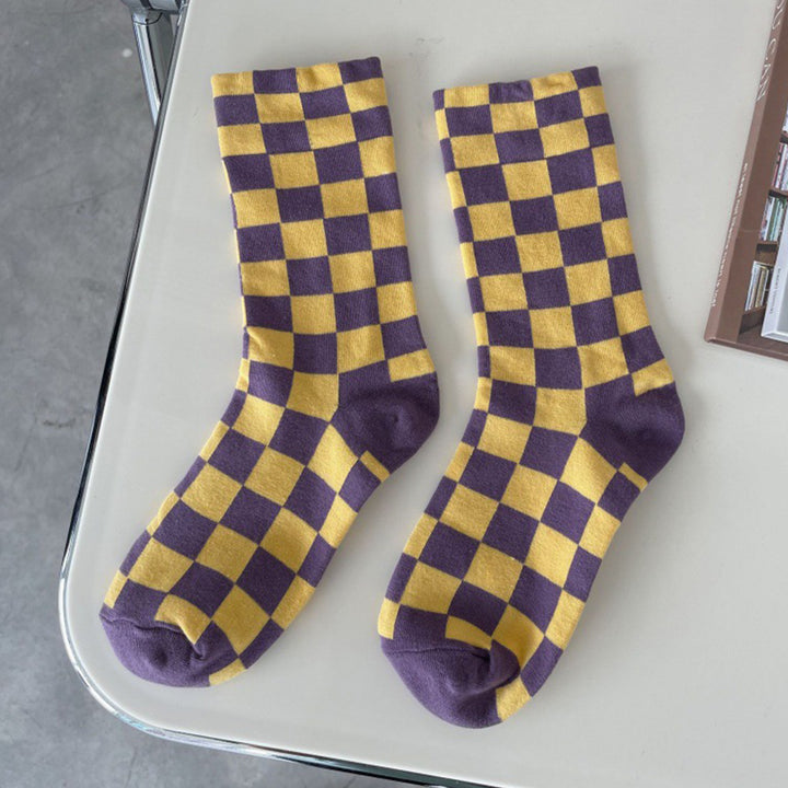 Klassische Schachbrettbaumwäsche Socken