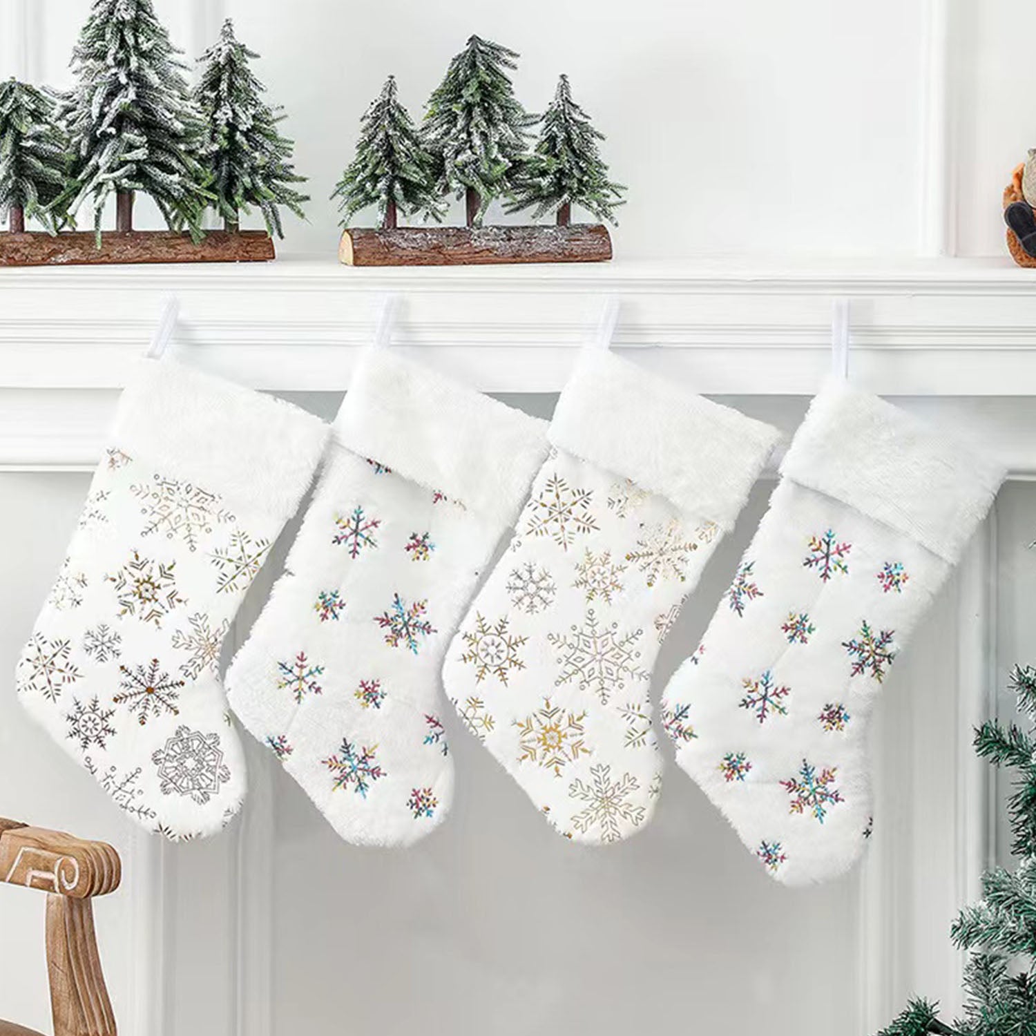 Festival de Noël décorations mignonnes chaussettes de flocon de neige