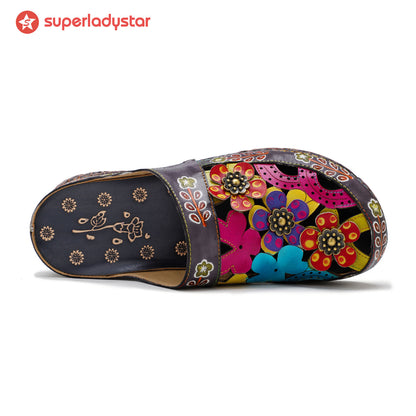 Vintage Handmade Colorful Floral Sandals