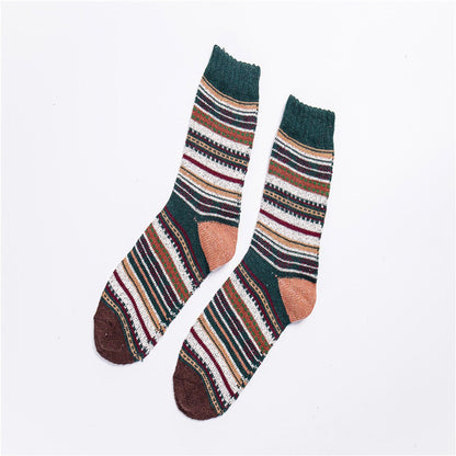 Vintage Warm Thick Stripe Socks(5 Colors)