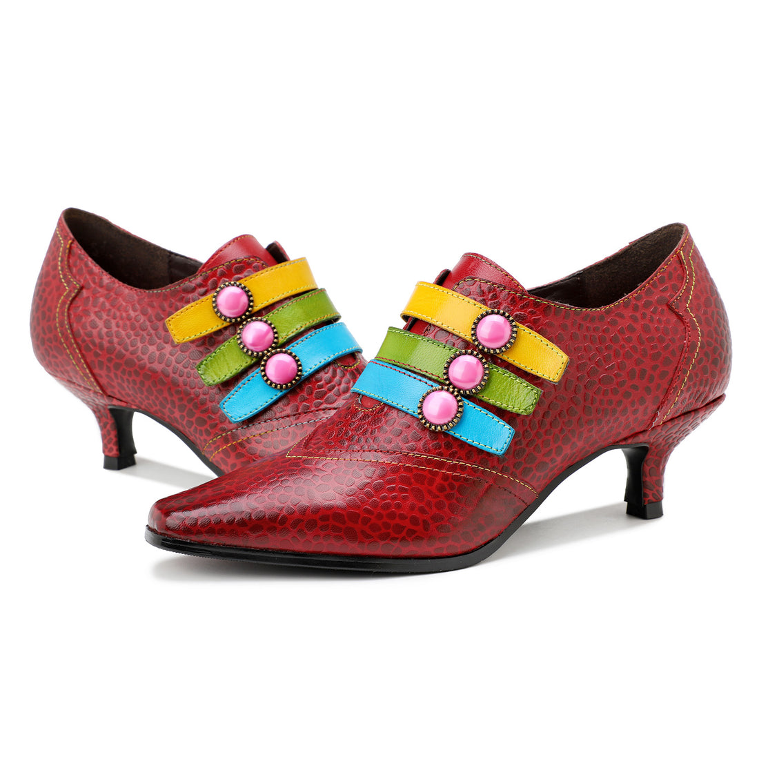 Vintage Mode bunte Schnallenschuhe