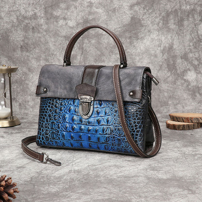 Vintage Leather Fashion Crocodile Pattern Handbag