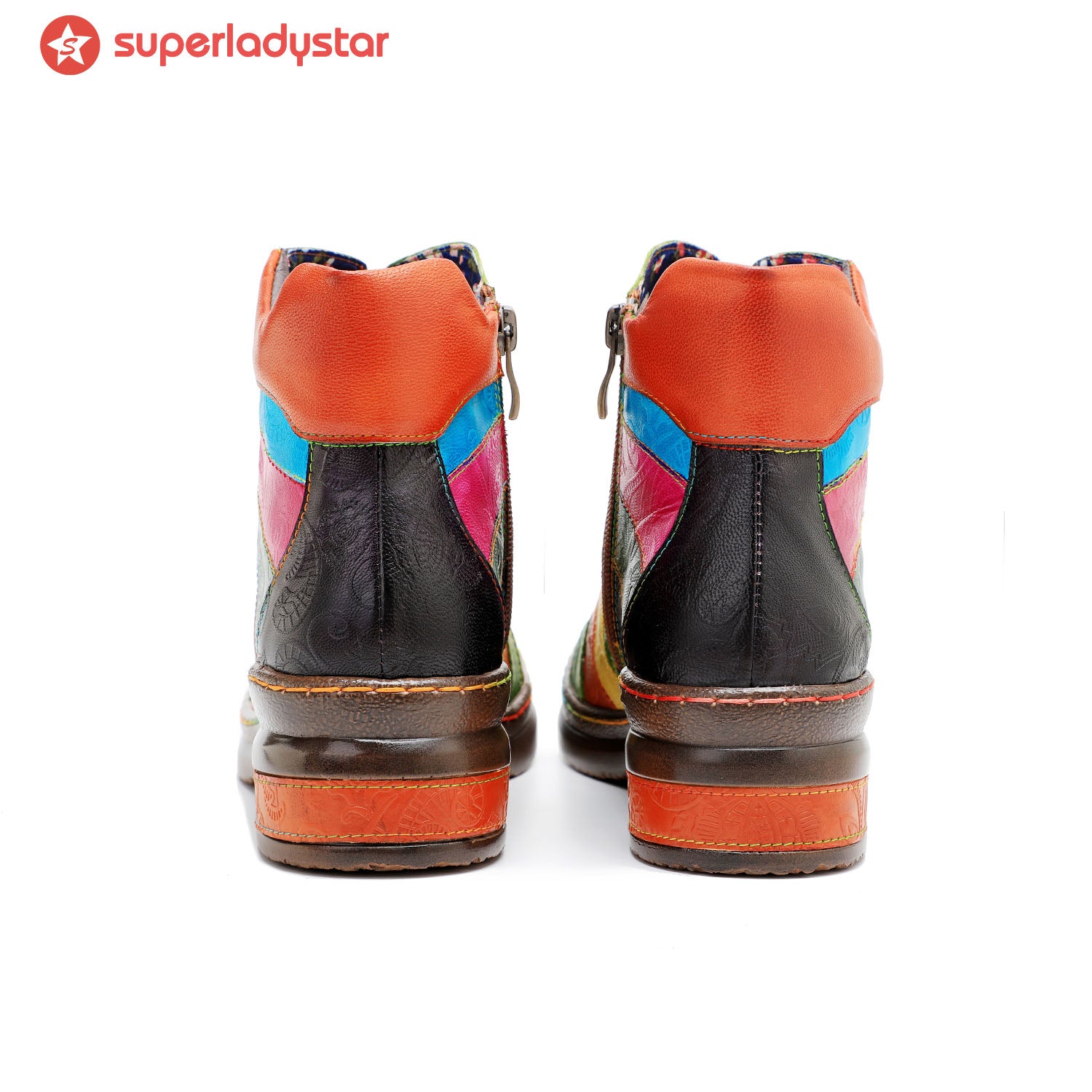 Retro Hand-polished Rainbow Ankle Boots