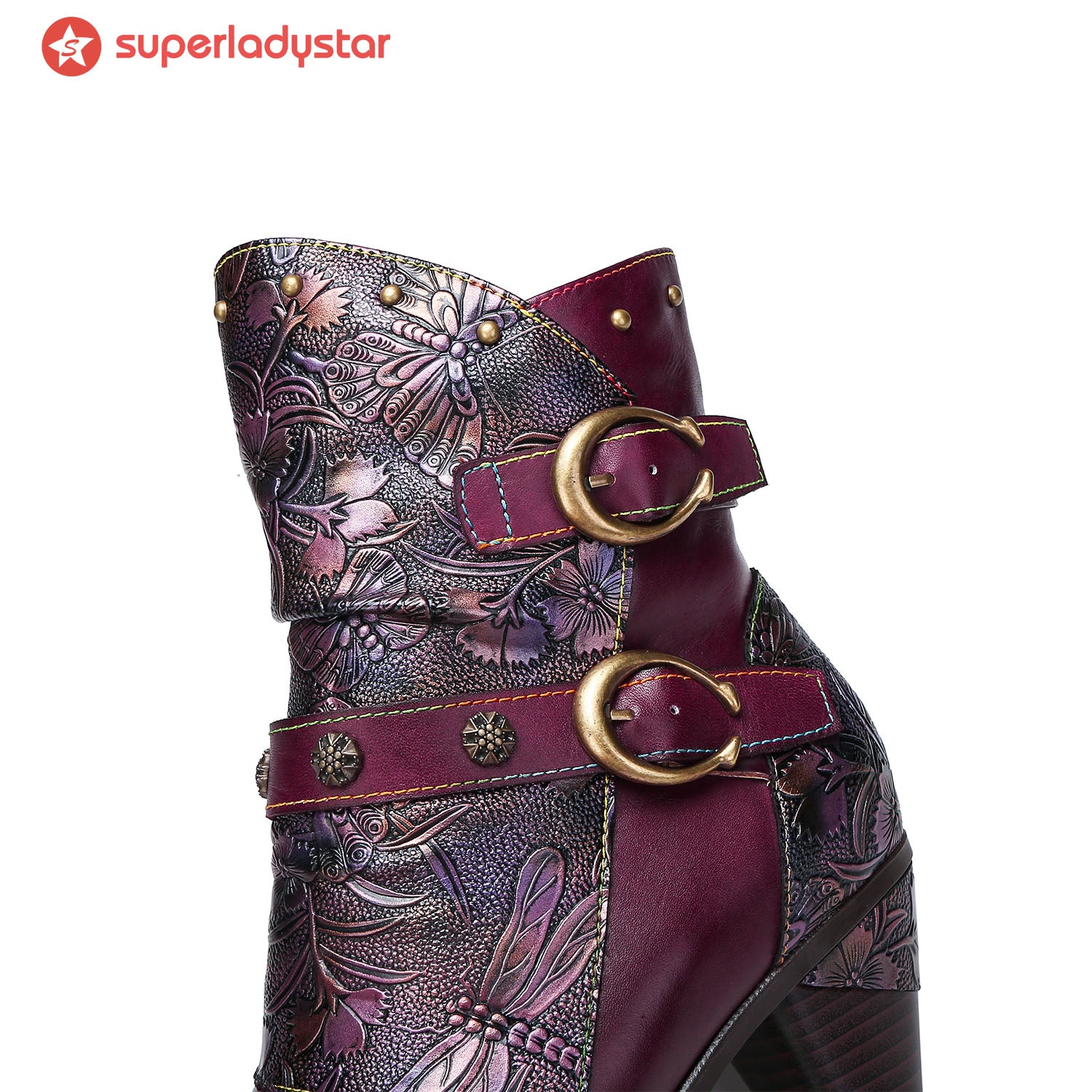 Retro Painted Genuine Leather Clasp Ankle Boots