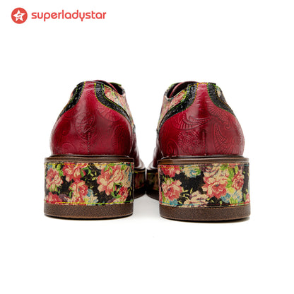 Vintage confortable Cousue décontractée chaussures oxfords florales