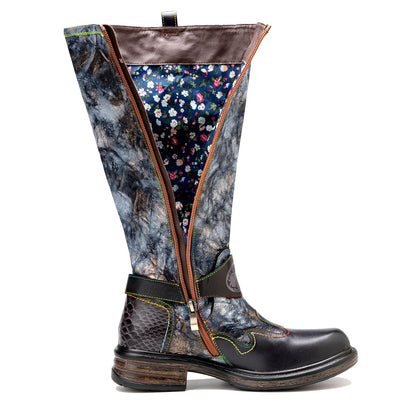 Retro Bronzing Metallic Wrinkled High Boots