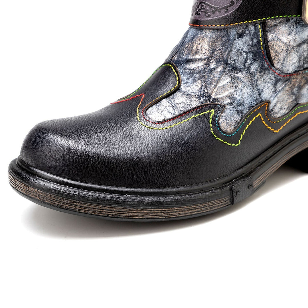 Retro Bronzing Metallic Wrinkled High Boots