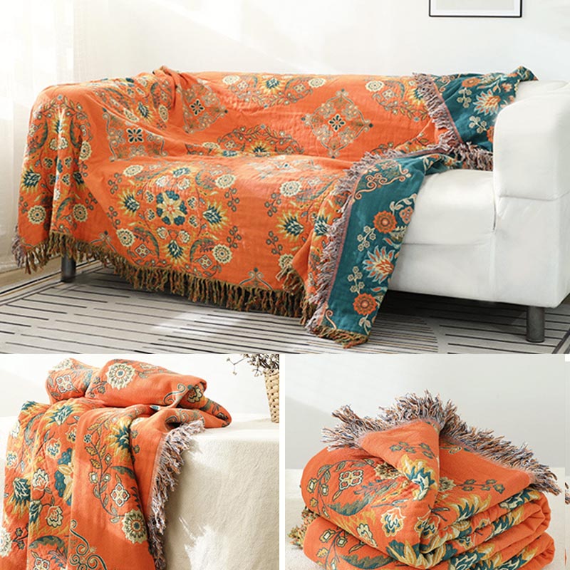 4 Layers Cotton Queen Bedcover Sofa Blanket