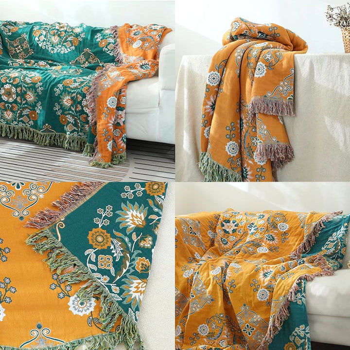 4 Layers Cotton Queen Bedcover Sofa Blanket