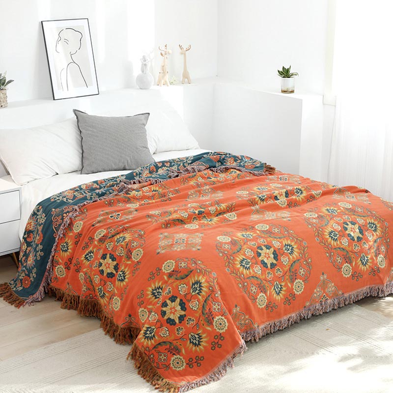 4 Layers Cotton Queen Bedcover Sofa Blanket