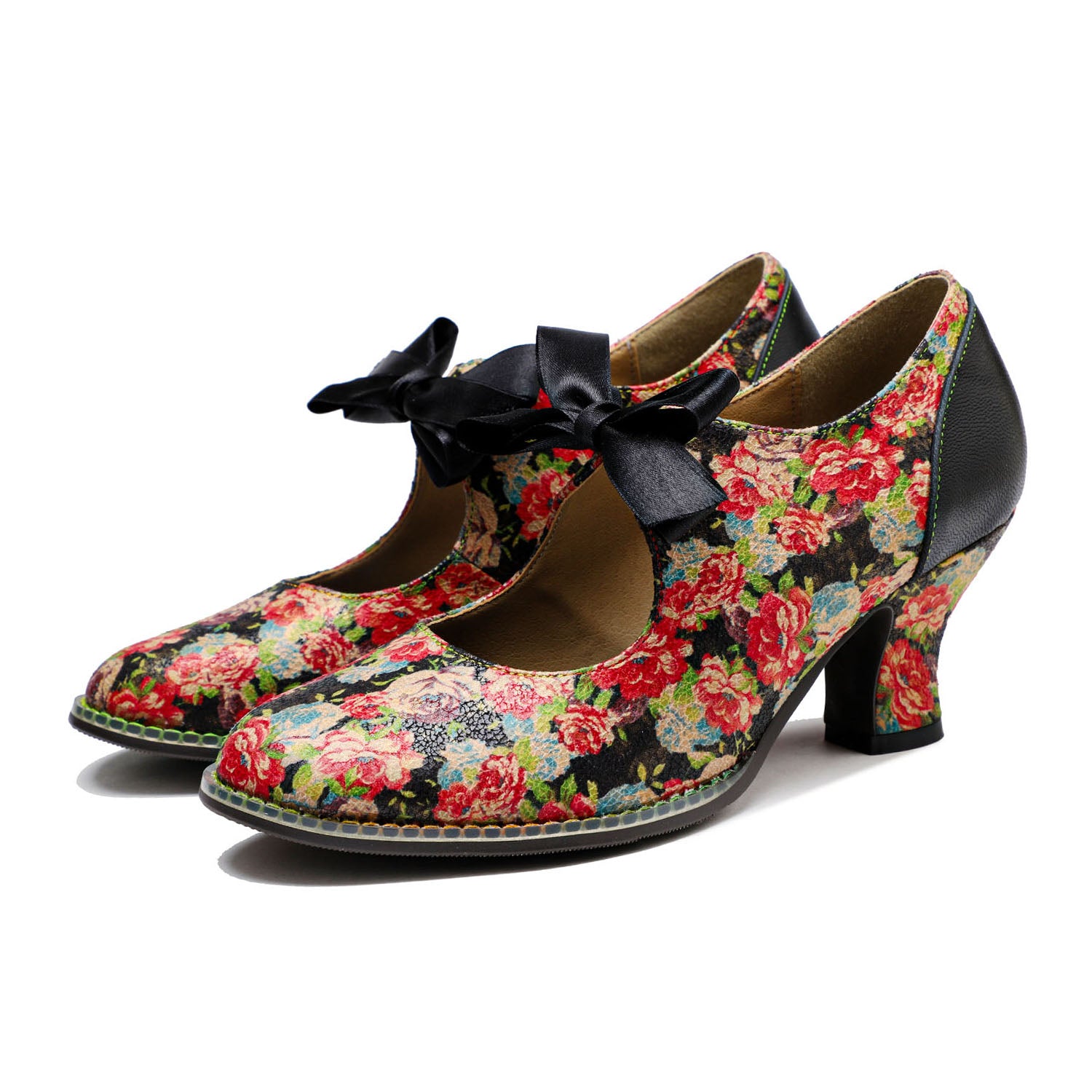 Hand-Painted Floral Laces Elegant Pumps