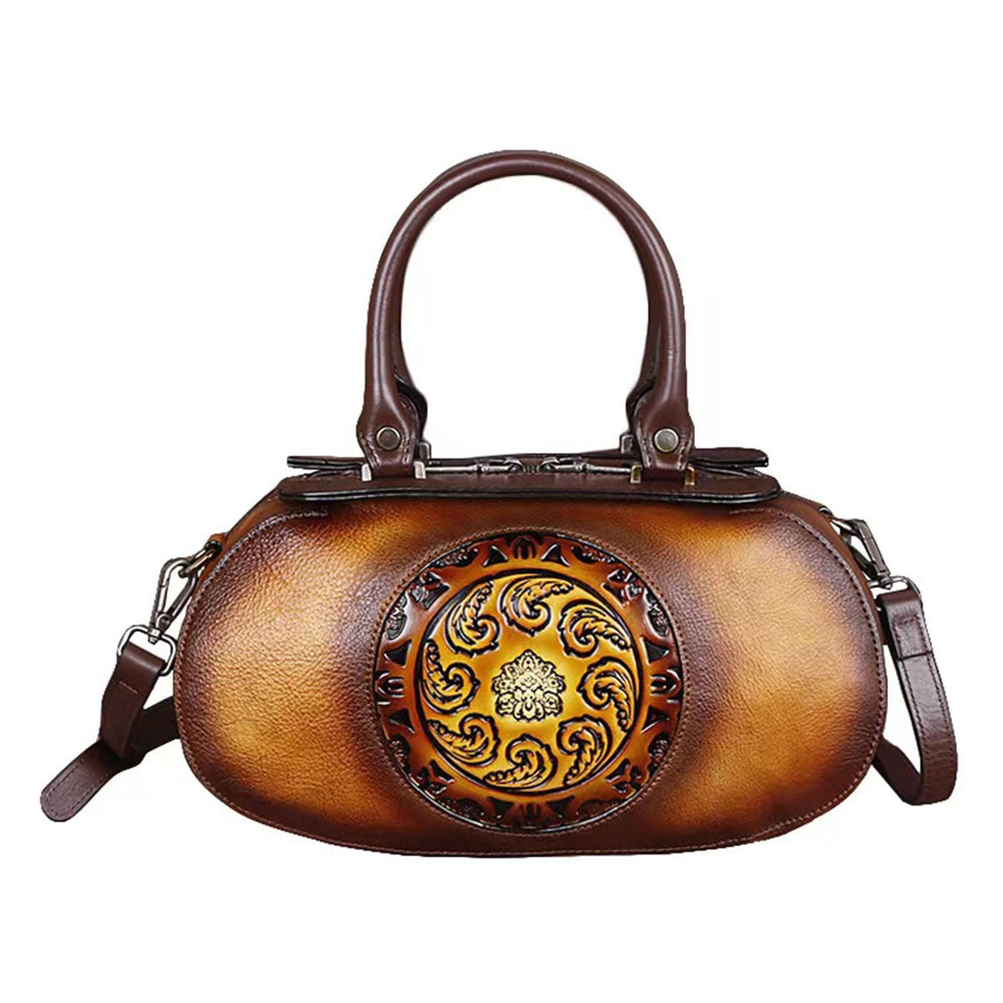 Borsa ovale in pelle vintage in pelle ovale fatta