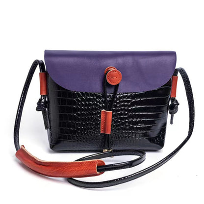 Retro Casual Leather Color Block Single Shoulder Bag