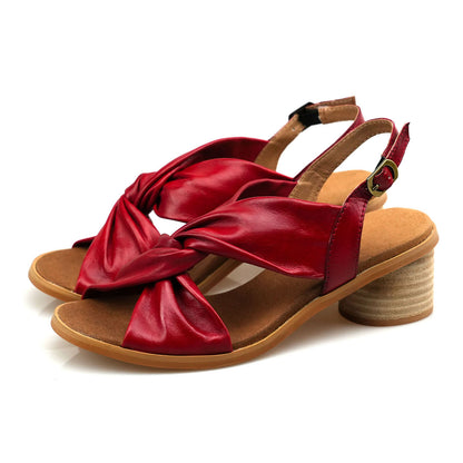 Handmade Leather Solid Color Simple Sandals